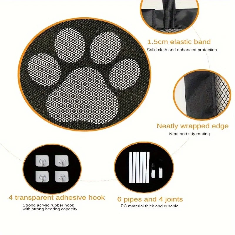 Pet Dog Barrier Fences With 4Pcs Hook Pet Isolated Network Stairs Gate New Folding Breathable Mesh Playpen For Dog Safety Fence