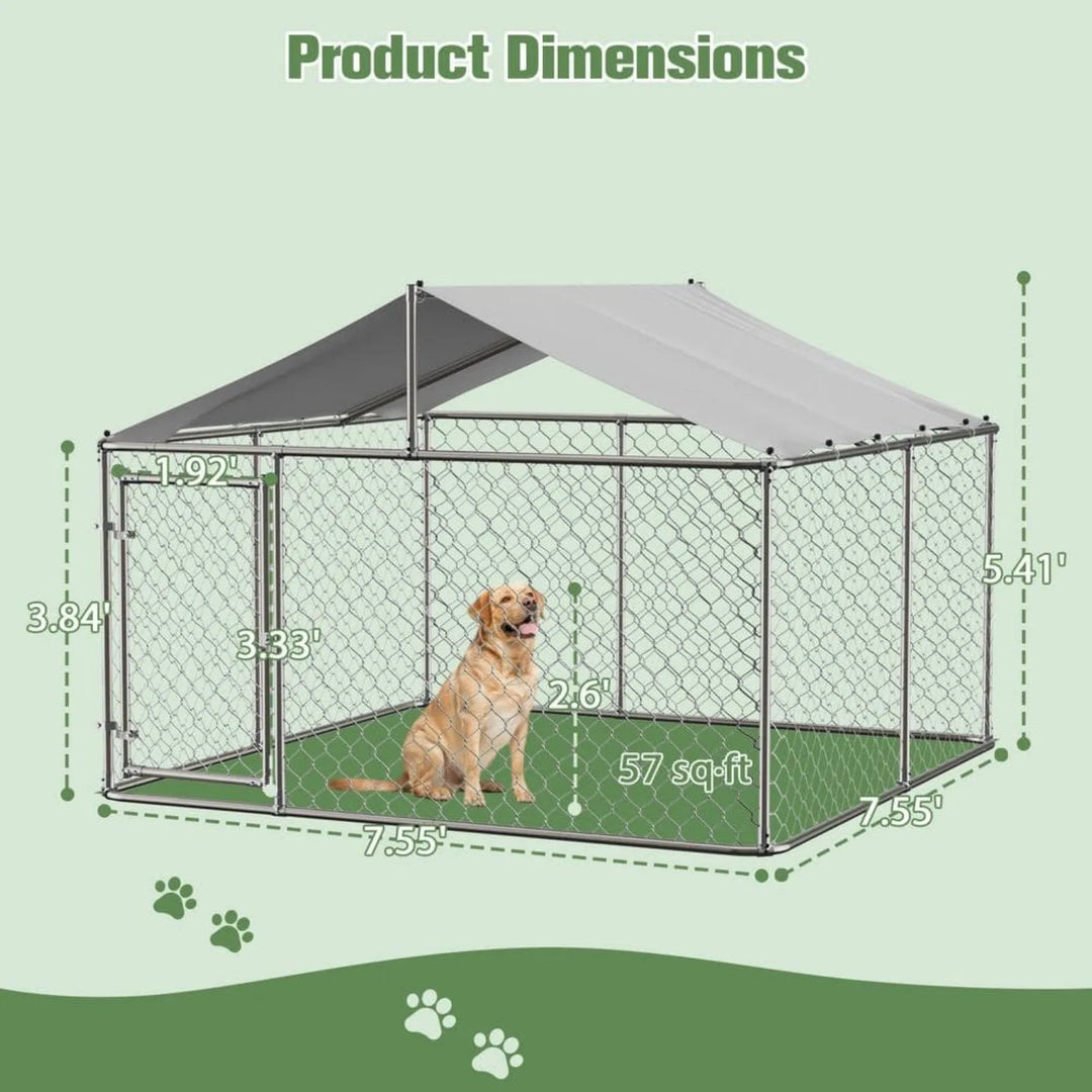 US 7.5 ft. x 7.5 ft. Outdoor Large Dog Kennel Heavy-Duty Pet Playpen Poultry Cage Dog Exercise Pen