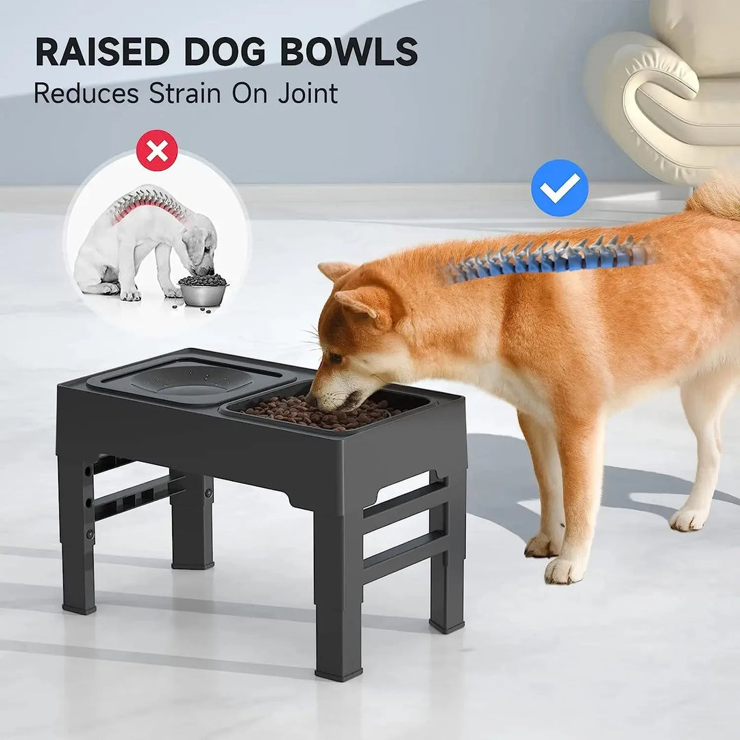 Pet Elevated Dog Bowls Adjustable Raised Dog Bowl with Slow Feeder Dog Bowl and Dog Water Bowl Non-Spill for Dogs and Pets