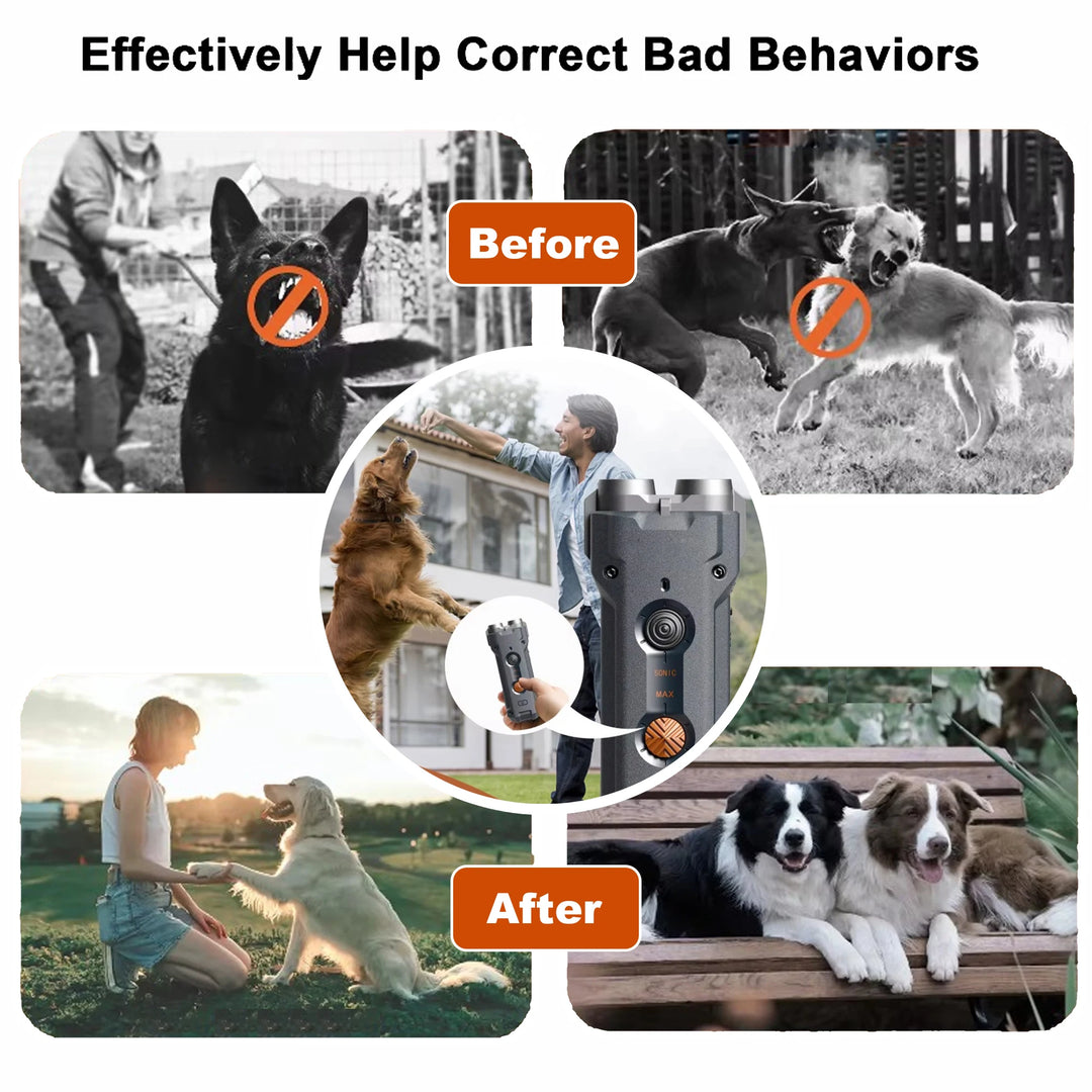 10M Ultrasonic Dog Repeller Pet Training Anti Bark Device Dog W/ Highlight LED Deterrent Stop Barking Rechargeable Dogs Supplies