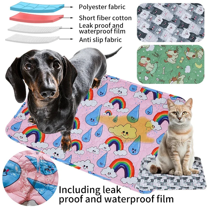 Washable Pet Dog Pee Pad Reusable Absorbent Diaper Mat Puppy Training Pad Pets Bed Urine Mat for Pet Car Seat Protect Cover