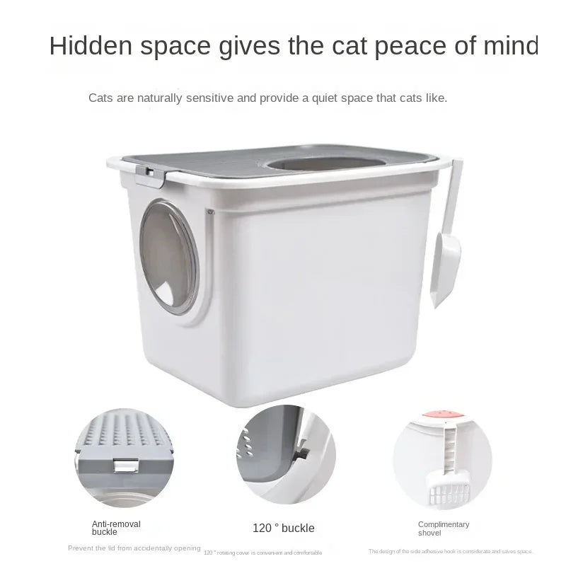 Cat Litter Box Closed Splash Proof Top Anti-odor Easy To Clean Litter Box Cat Supplies Sandbox Cat Toilet