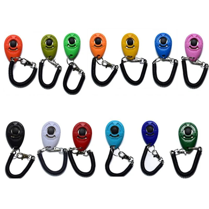 10pcs Pet Cat Dog Training Clicker Plastic Dogs Click Trainer Aid Too Adjustable Wrist Strap Sound Key Chain Dog Whistle