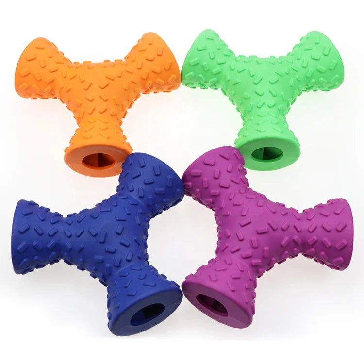 Interaction Squeaky Food Grade Rubber Safety Three-Sided Food Leakage Device Dog Chew Toy