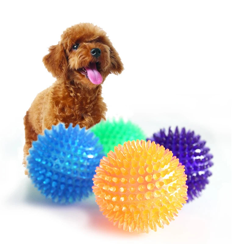 3Pcs Dogs phonation Chew Spiky molar  Ball Soft TPR Squeaky Ball Toys Floatable Pool Toy Toss Fetch for Small and Medium Dogs