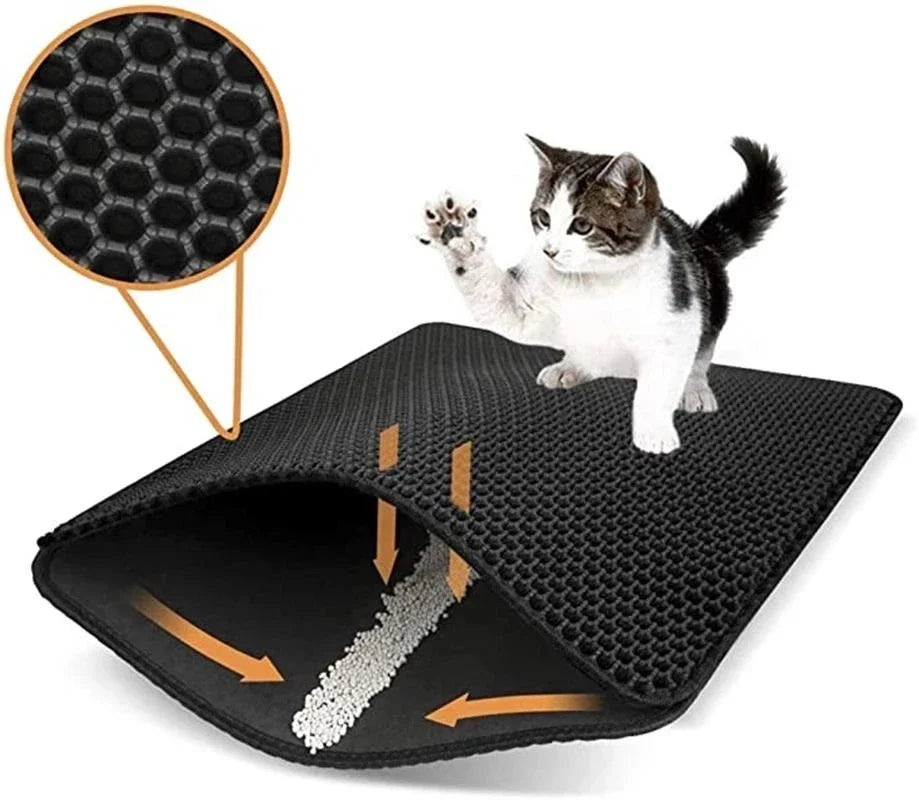 Cat Litter Mat,Double Layer Trapping Litter Box Mat,Waterproof, Urine Proof, Kitty Litter Mat,Easy Clean, Scatter Control