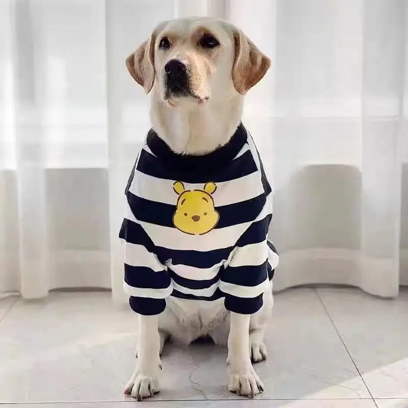 Large Dog Striped Sweatshirt, Labrador, Golden Retriever, Internet Celebrity, Tide Brand, Spring and Autumn