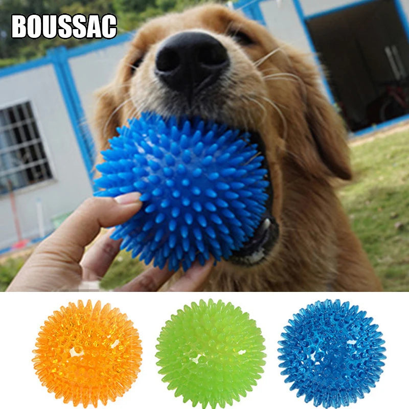 3Pcs Dogs phonation Chew Spiky molar  Ball Soft TPR Squeaky Ball Toys Floatable Pool Toy Toss Fetch for Small and Medium Dogs