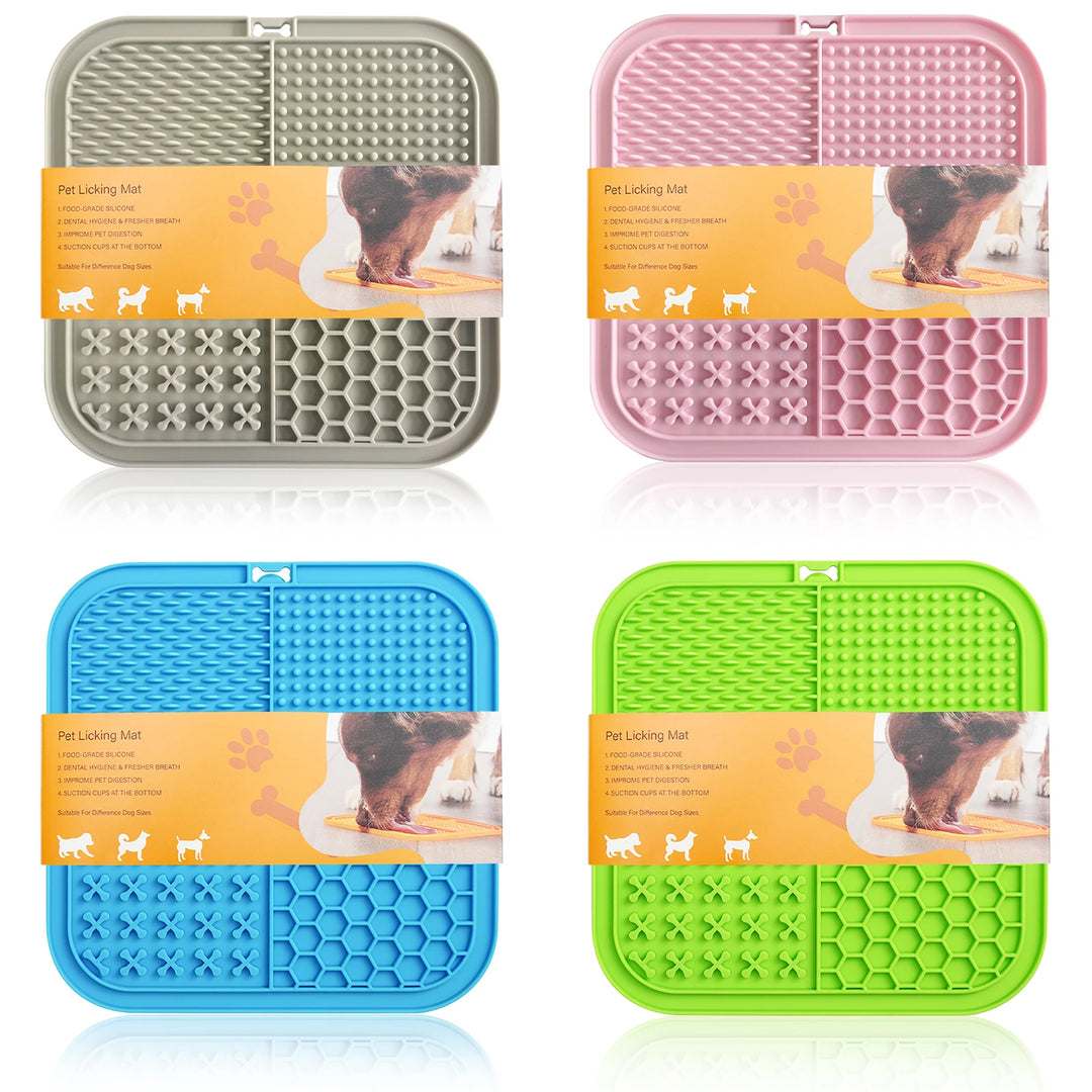 Poursweet Dog Lick Mat with Suction Cups Slow Feeders Licking Pet Anxiety Relief Cat Training for Food, Yogurt, Peanut Butter