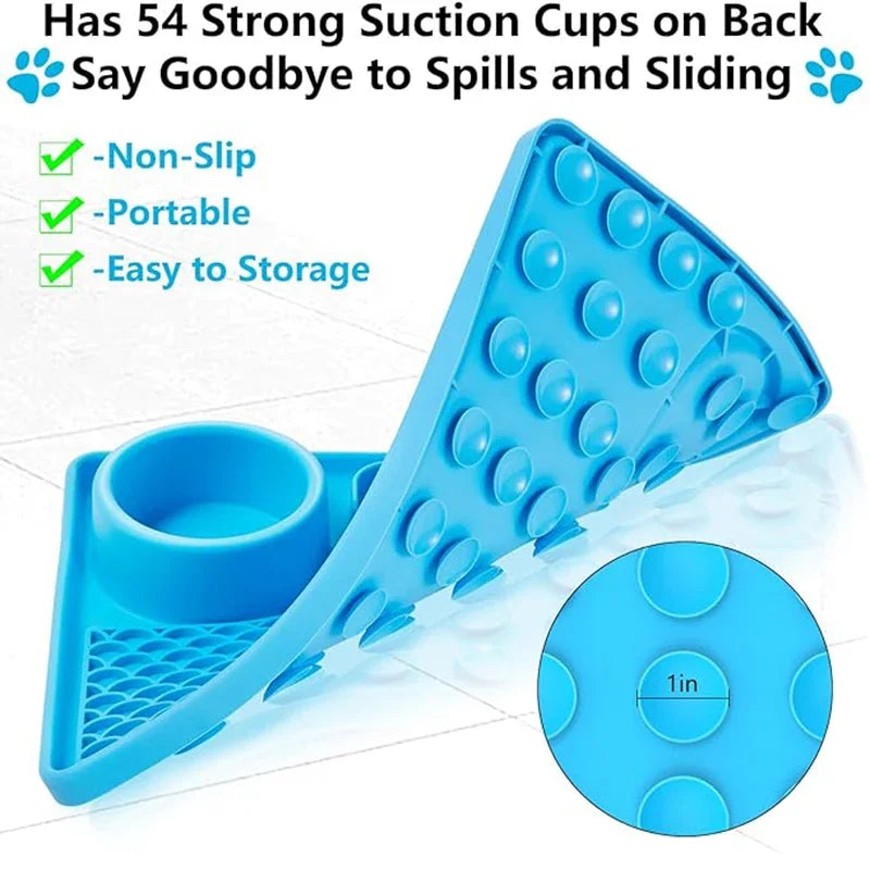 6 Partitions Pet Licking Mat Silicone Dog Slow Feeding Bowl for Dry and Wet Foods Strong Suction Cups Cat Placemat Puppy Feeder