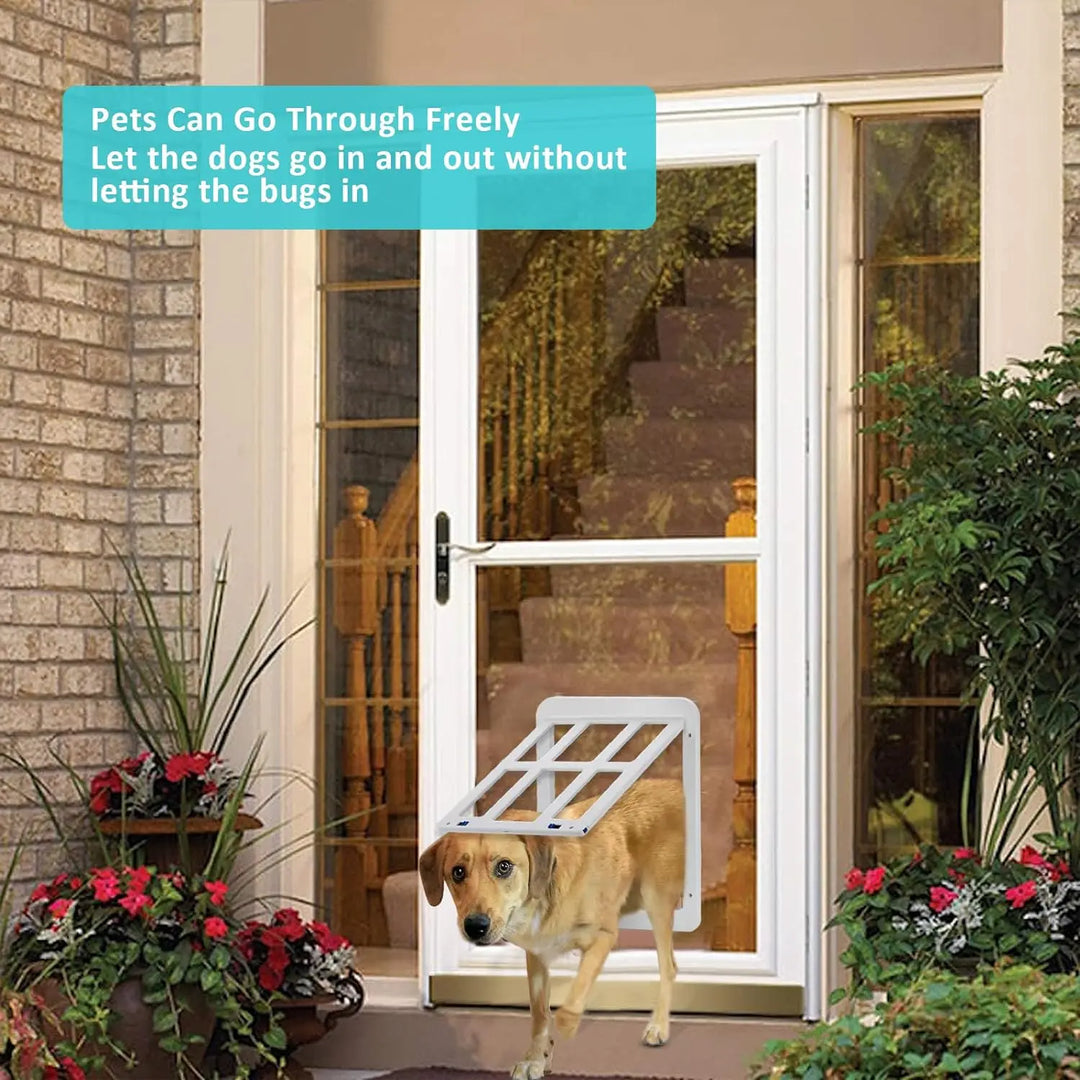 ATUBAN Dog Screen Door, Inside Door Flap 11x13 Inch Lockable Pet Screen Door Magnetic Closure Sturdy Doggie Door for Screen Door