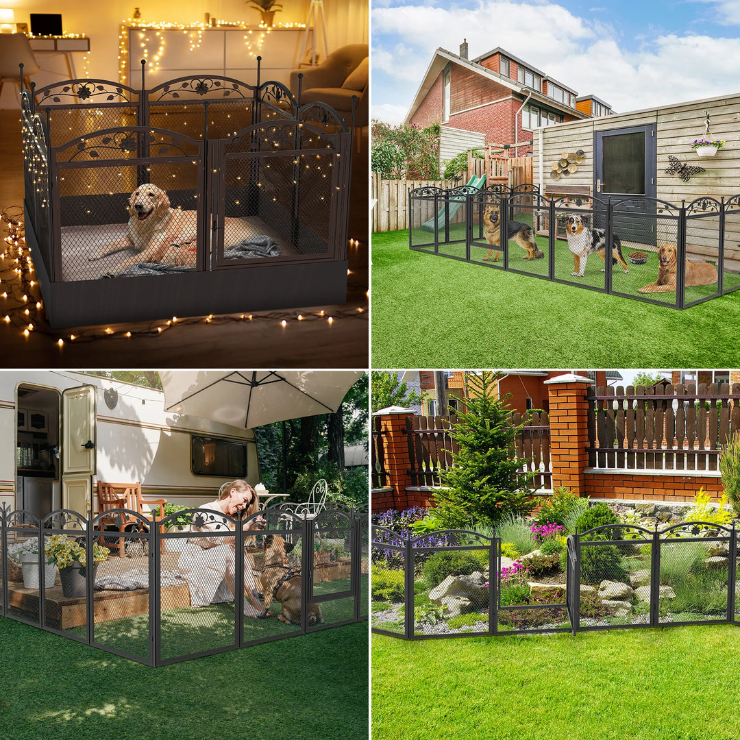 Dog Playpen Fence Detachable Play Pen Exercise Puppy Kennel Cage Dogs Supplies Dog Fences 8 Panels with Waterproof Fertility Pad