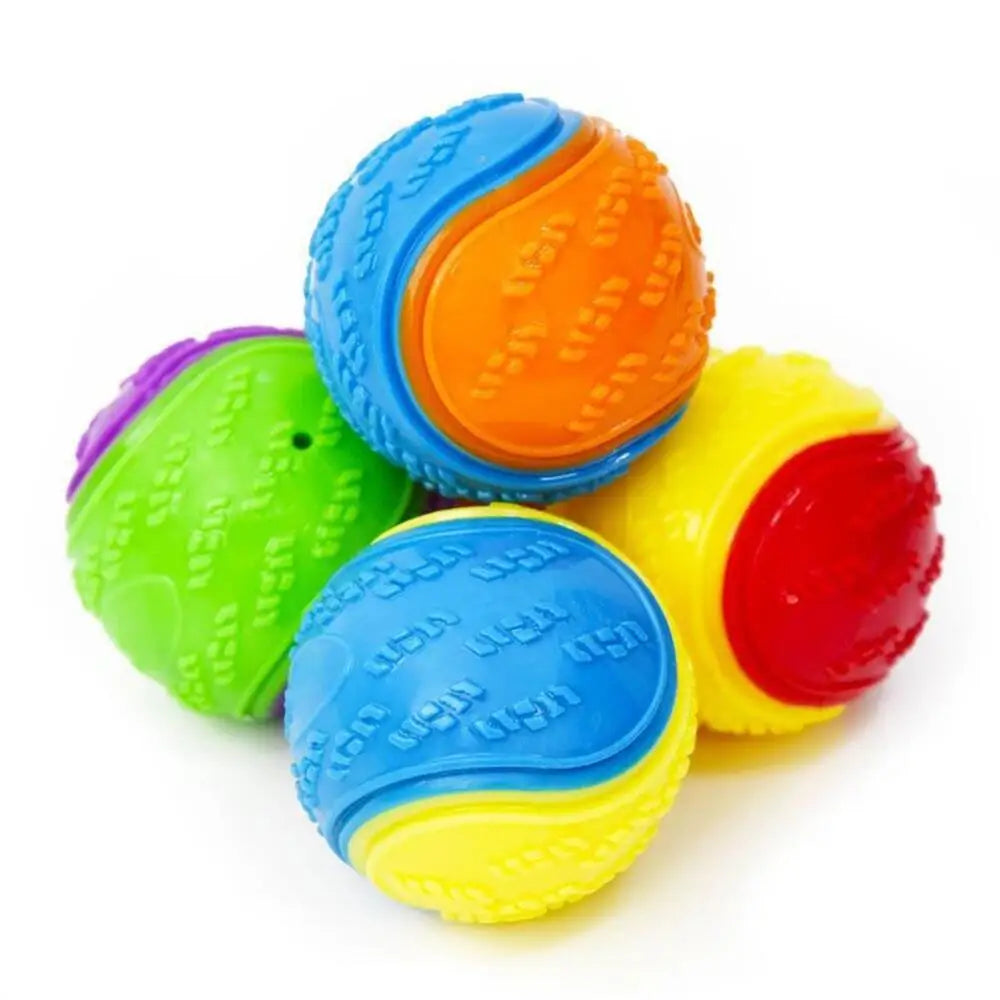 Dog Squeaky Toys Balls Strong Rubber Durable Bouncy Chew Ball Bite Resistant Puppy Training Sound Toy Teeth Clean Pet Supplies