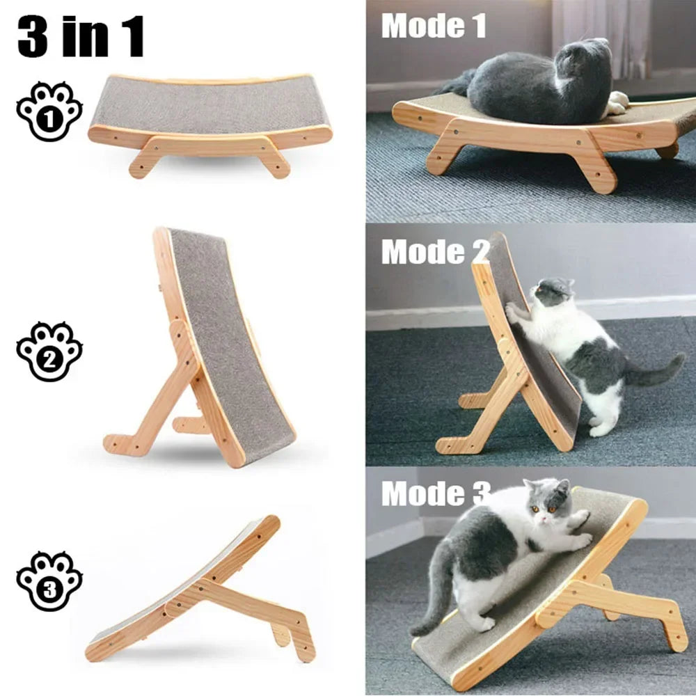 Wooden Toys In 1 Cats Cat Scratch For Scratching Lounge Detachable Training Scraper Board 3 Claw Bed Grinding Scratcher