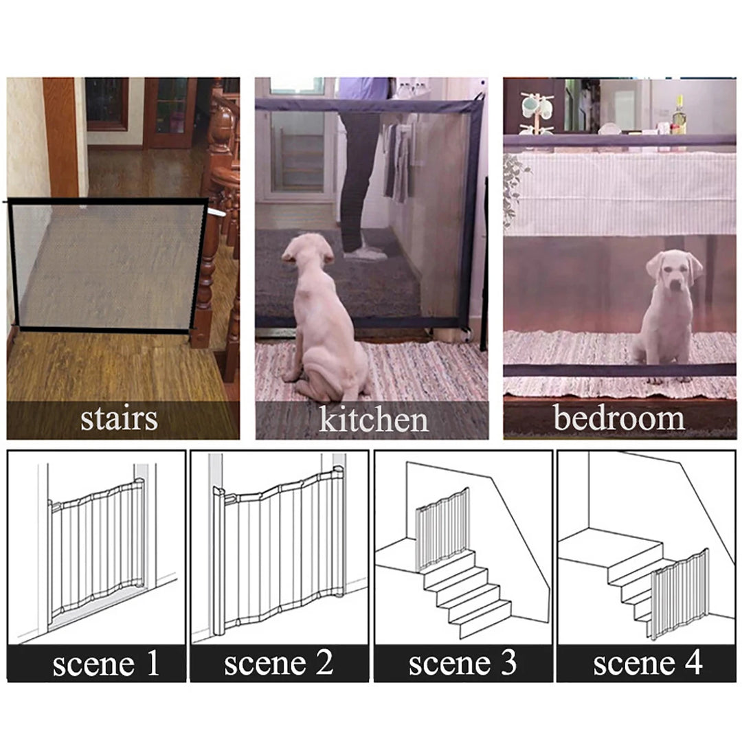 Pet Dog Barrier Fences With 4Pcs Hook Pet Isolated Network Stairs Gate New Folding Breathable Mesh Playpen For Dog Safety Fence