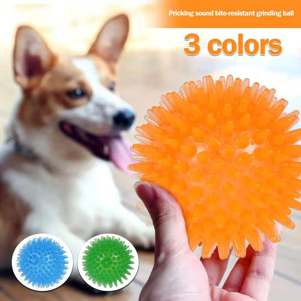 3Pcs Dogs phonation Chew Spiky molar  Ball Soft TPR Squeaky Ball Toys Floatable Pool Toy Toss Fetch for Small and Medium Dogs