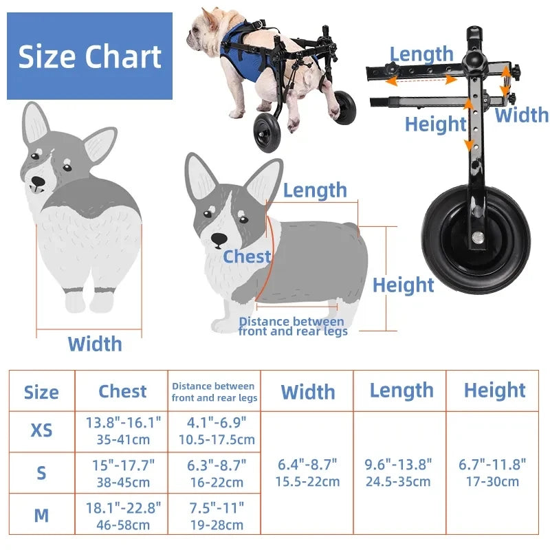 Adjustable Dog Wheelchair Hind Limb Hind Leg Disabled Pet Cat Dogs Mobility Aid Trolley Legs Rehabilitation Light Pet Walk Tools