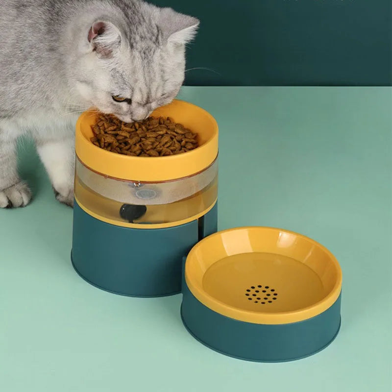 Pet Dog bowl color collision automatic feeder double-layer neck protection water dispenser dual-purpose cat food basin