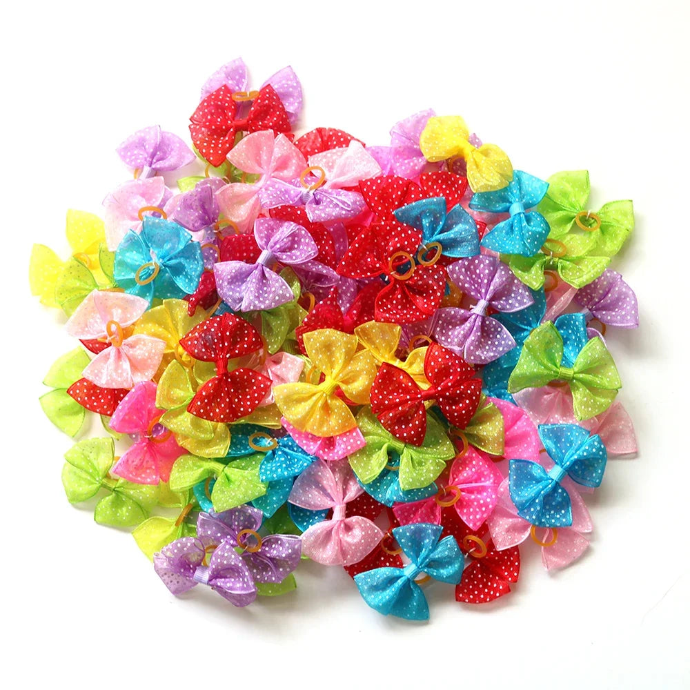 100pcs Pet Accessories Dog Bows Pet Dog Hair Bows Samll Dog Hair Grooming Products Large Dog Bows Flower Pet Supplies