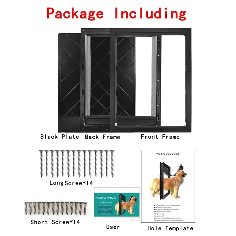 Large Pet Door PVC Magnet Automatic Closing Door  Security Accessory for Big Dog Gate Puppy Fences With Baffle Pet Supplies