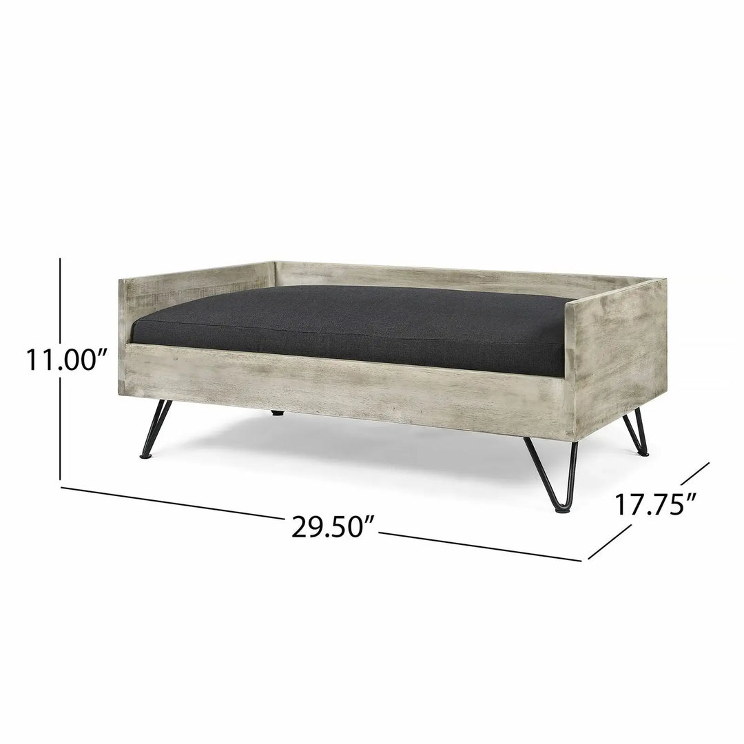 US  Ophelia Mid-Century Modern Cushioned Wood Frame Dog Bed pet bed dog accessories