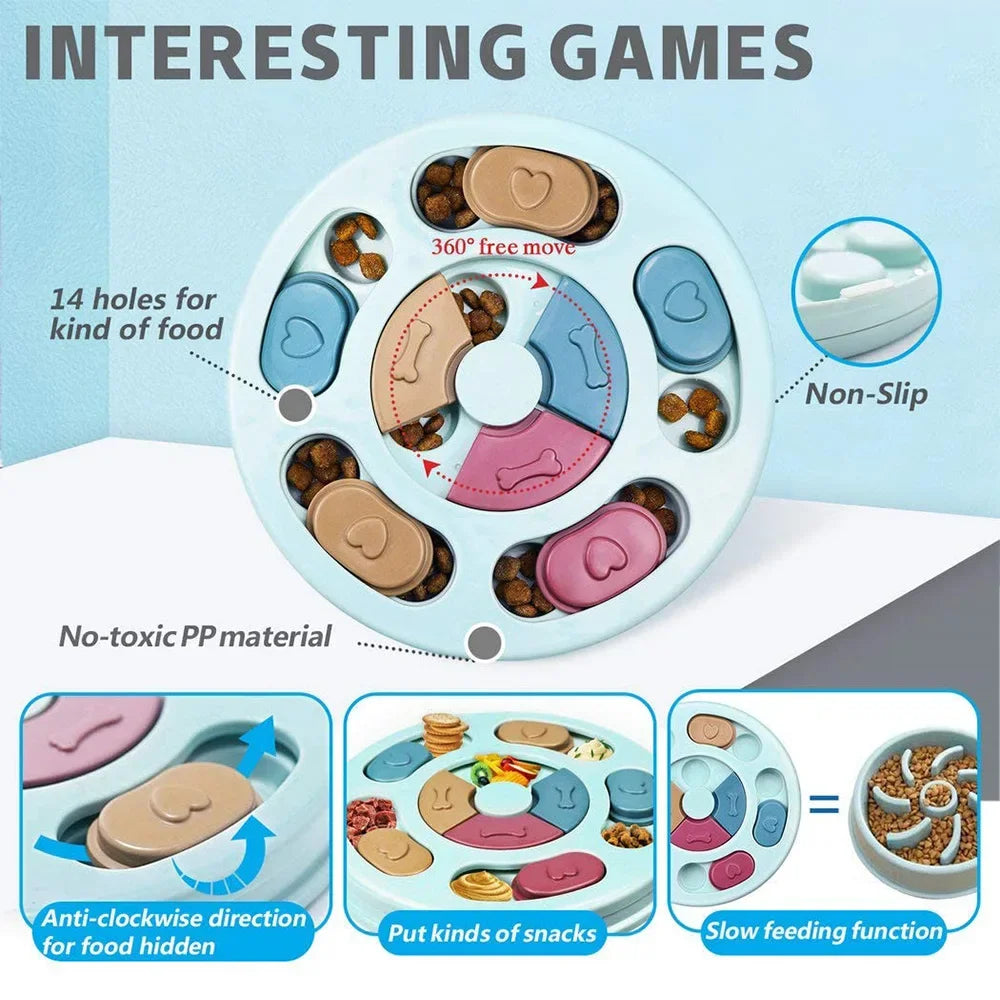 Pet Puzzle Toys Slow Food Feeding Interactive Plate Bowl Non-Slip Anti-choking Dog Cat Bowl Iq Training Pets Supplies