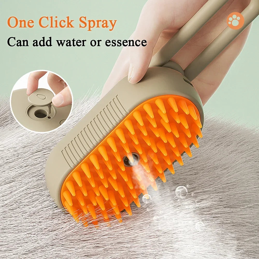 Pet Steamy Brush 3 in 1  With Handle Electric Dog Massage Comb with Steam Spray Cat Grooming Comb Cat Brush Hair Removal Combs