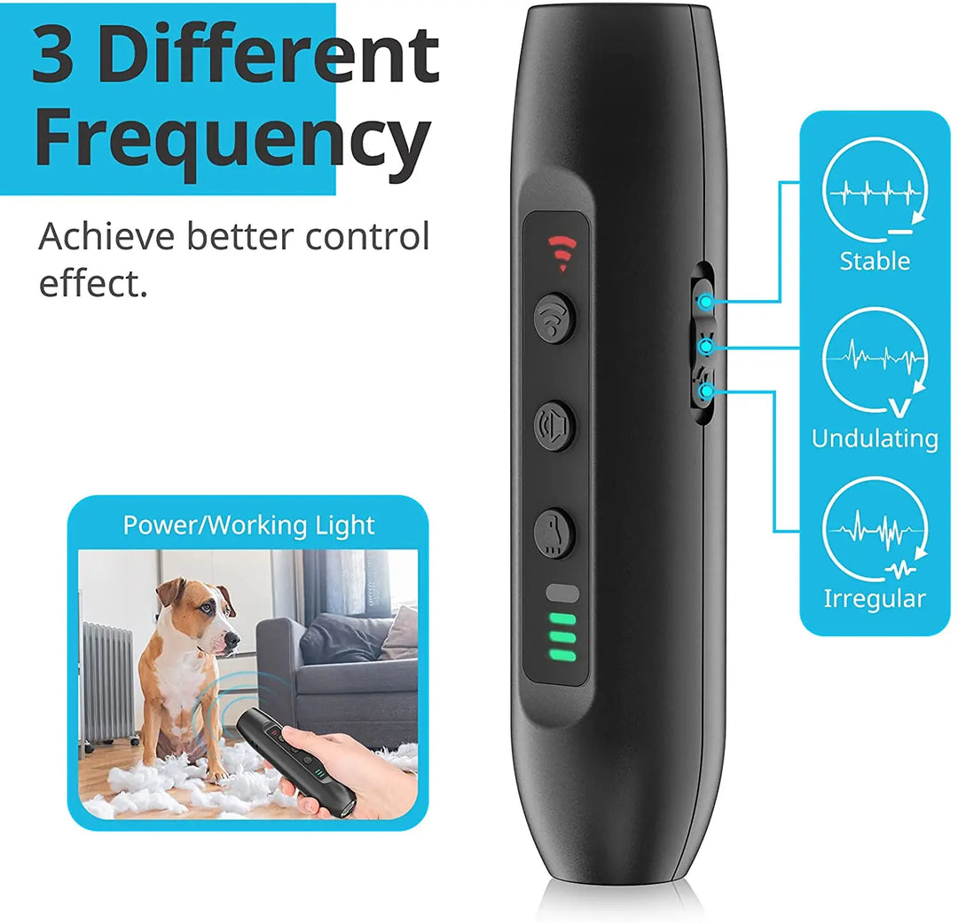 Ultrasonic Dog Repeller Pet Trainer Anti Barking Stop Bark Training Device with 3W Flashlight Rrechargeable Dog Bark Deterrent