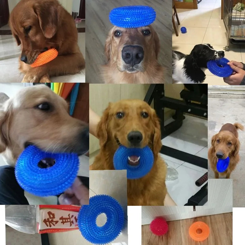 Pet Toys Bite Resistant Sound Toy Ball Chew Teeth Clean Large Dog Golden Retriever Barbed TPR Train Teeth Cleaning Jouet Chien