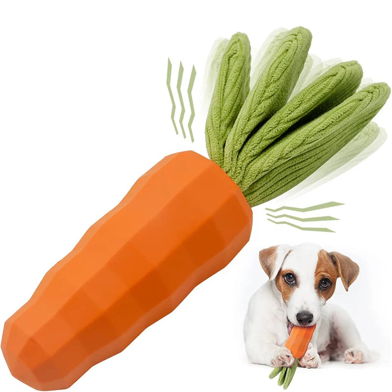 Dog Chew Toys Natural Rubber Carrot Milk-Flavored Pet Squeaky Toys For Aggressive Chewers Dog Teeth Cleaning