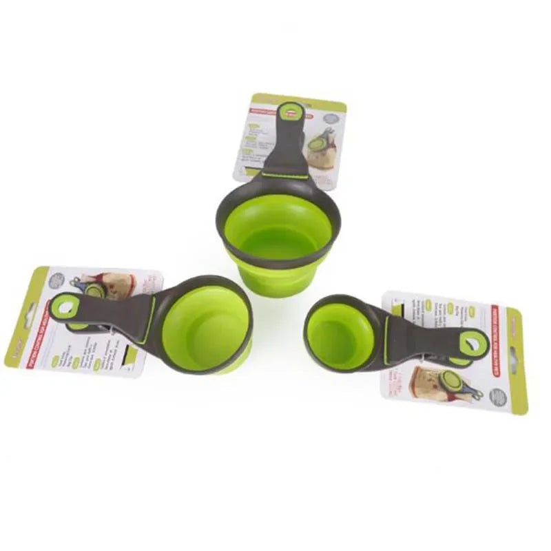 1Pcs Folding Pet Bowl Food Spoon Foldable Food Bag Water Bowl Measuring Cup Dog Food Spoon