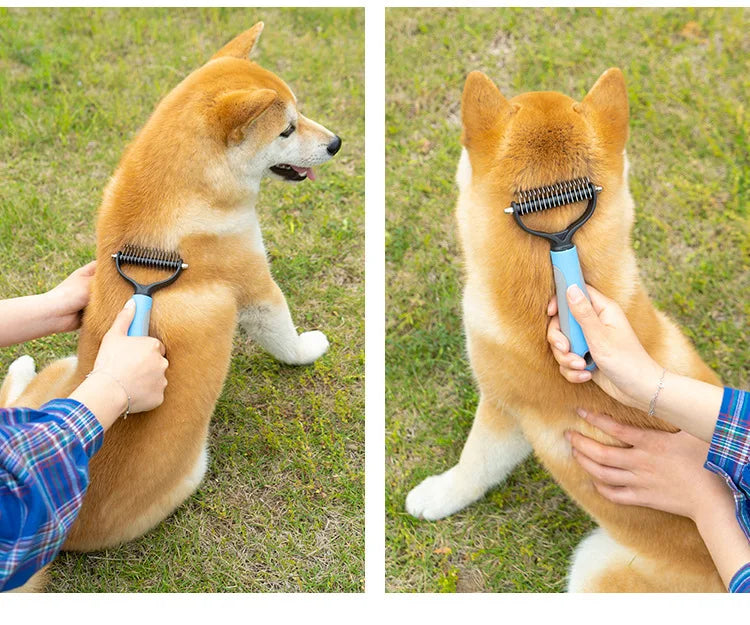 Pet cats and dogs universal stainless steel double-sided open knot comb cleaning comb hair remover beauty comb hair knife