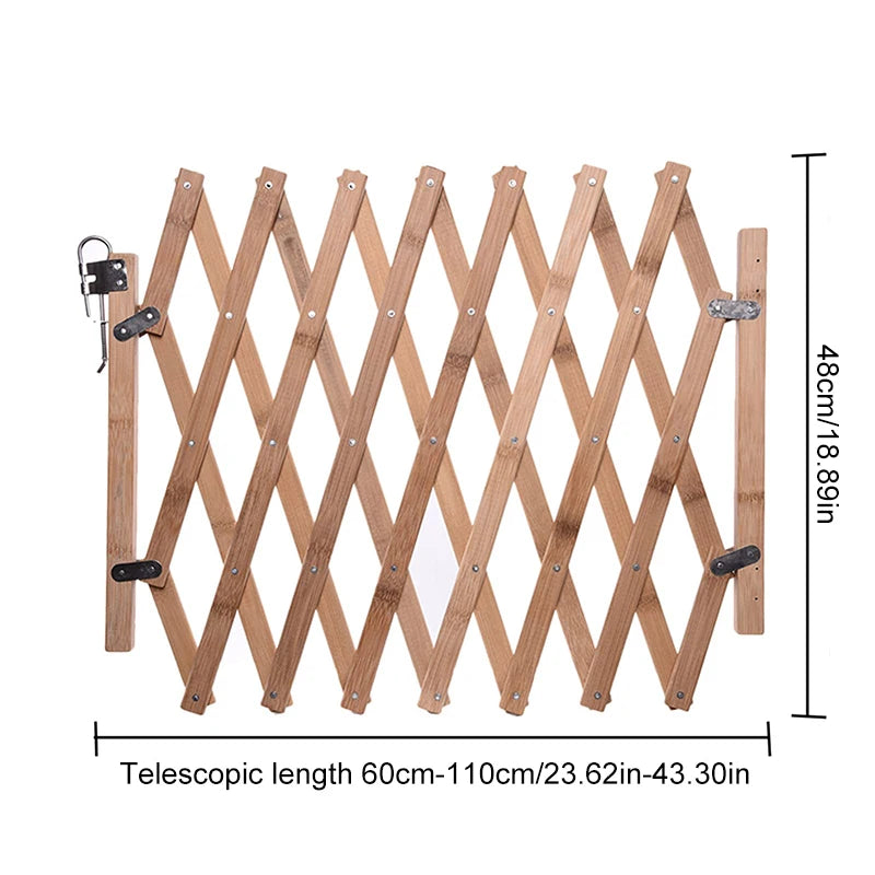 Dog Wood Sliding Gate Wooden Expandable Gate  Child Stair Safety Wooden Gate Retractable Wooden Fence