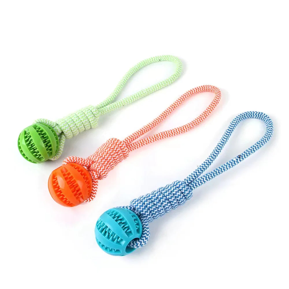 Dog toys, hand pull food leakage ball, teeth grinding, bite resistant cotton rope, interactive pet teeth cleaning toys