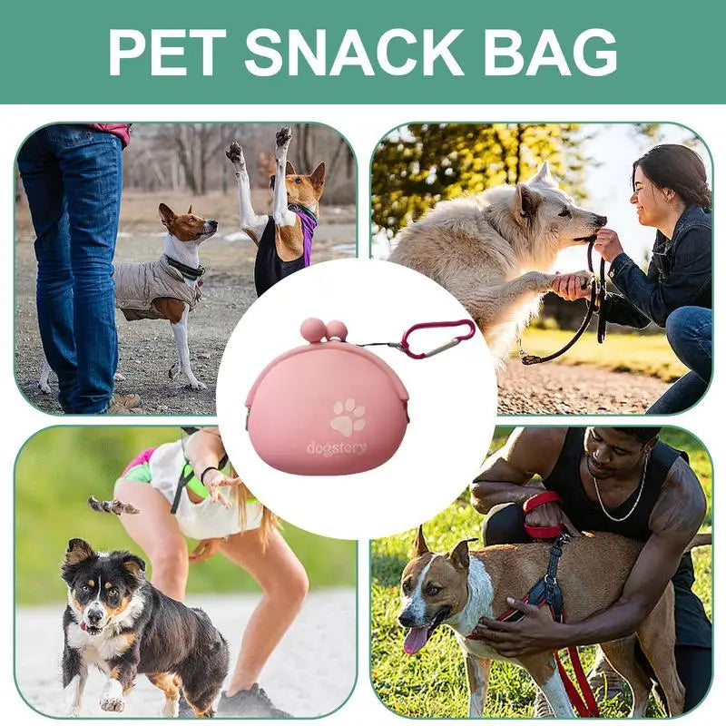 Silicone Dog Treat Pouch Dog Training Container Dog Treat Carrier Holder Puppy Treat Snack Bag with Clip Silicone Bait Bag Waist