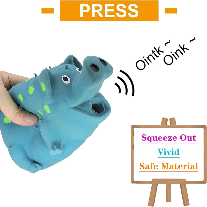 Squeaky Pig Dog Toys Dots Latex Dog Chew Toys with a Oinks Sound Durable Squeaker Grunting Pig Dog Squeeze Toy