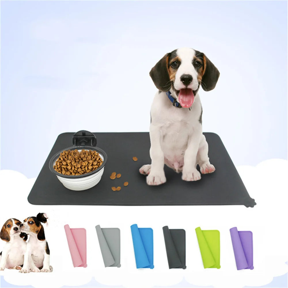 Silicone Waterproof Pet Mat For Dog Cat Pet Food Pad Pet Bowl Drinking Mat Dog Feeding Placemat Portable Outdoor Feeding