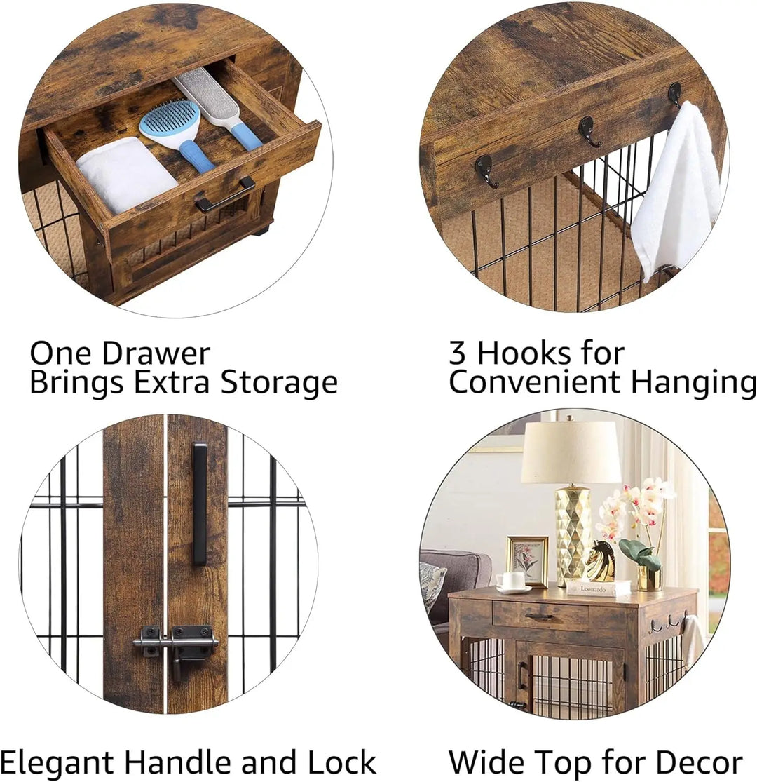 Furniture Style Dog Crate for Medium Dogs, Indoor Aesthetic Puppy Kennel, Modern Decorative Wood Wire Pet House Dog Cage