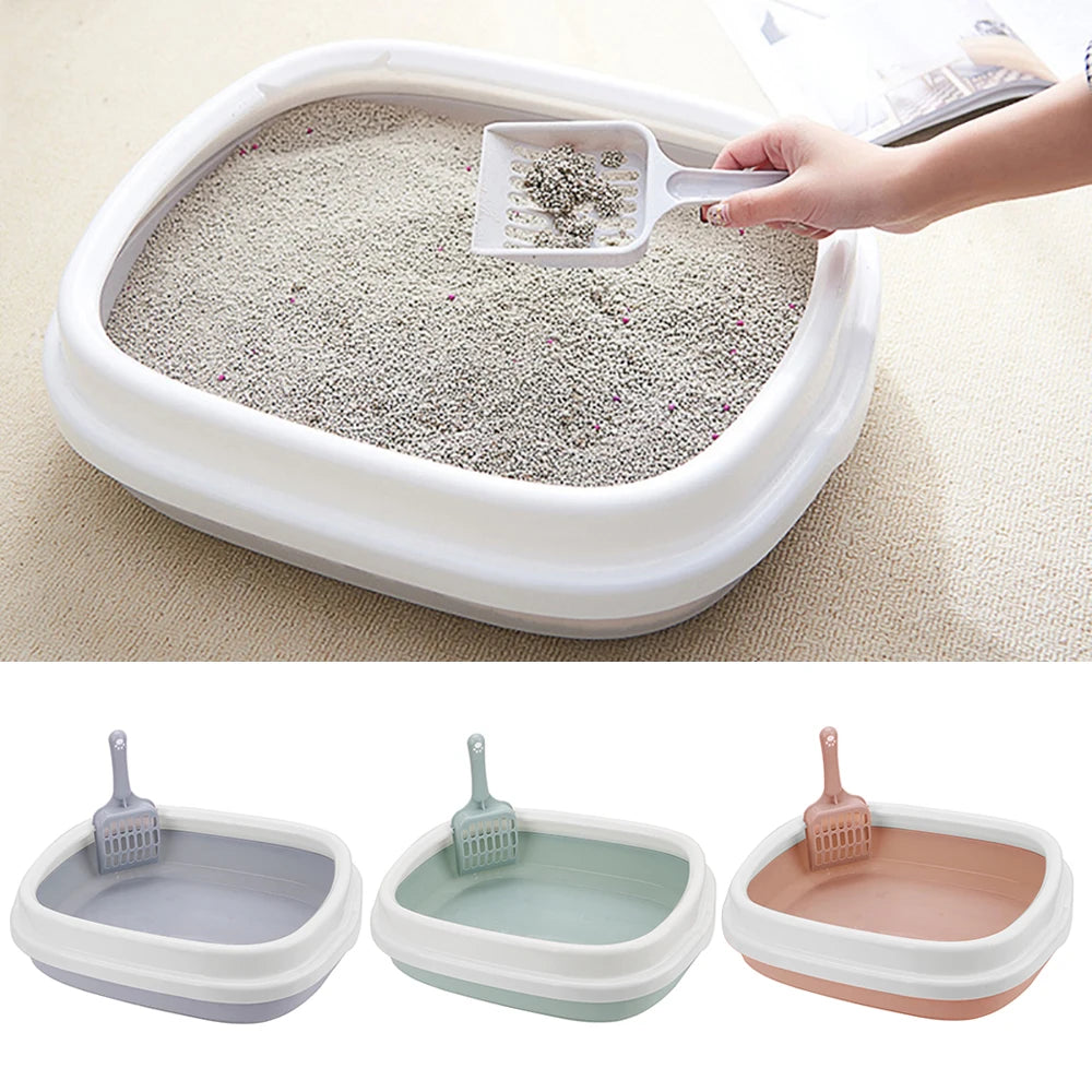 Cat Litter Box Cat Dog Tray with Scoop 1 Set Pet Toilet Bedpan Excrement Training Sand Litter Box Anti-Splash Dog Toilet