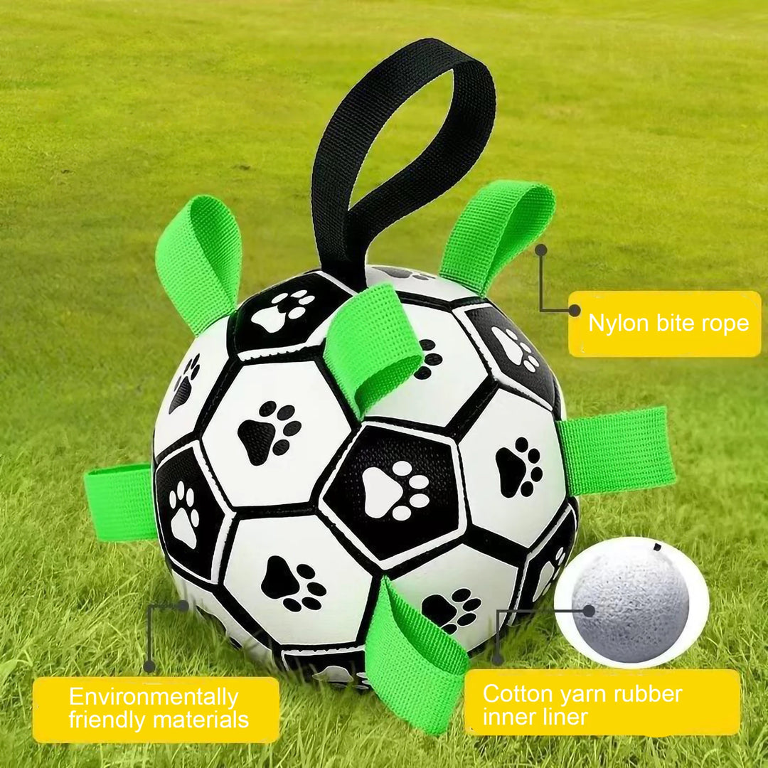 Dog Toys Soccer Ball with Grab Tabs Interactive Dog Balls Toys Durable Puppy Outdoor Training Soccer Pet Football Toys