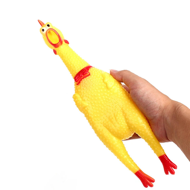 16cm 29cm 35cm New Pets Dog Squeak Toys Screaming Chicken Squeeze Sound Dog Chew Toy Durable Funny Yellow Rubber Vent Chicken