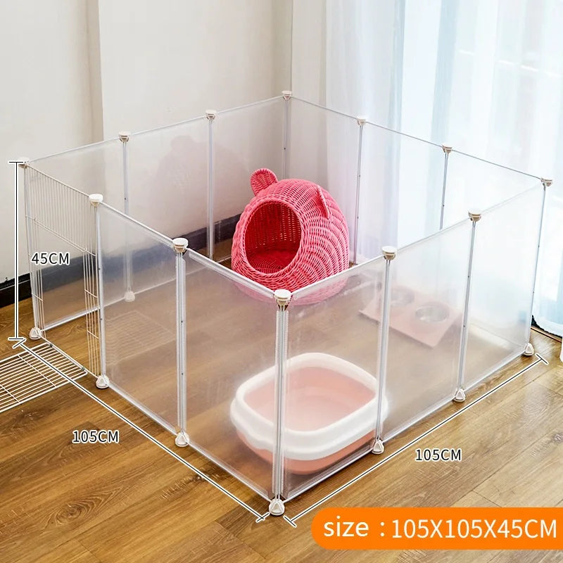 Portable Pet Playpen DIY Small Animals Metal Wire Crate Kennel Pet Fence Safe Guard Cats Door Playpen Cage Products Pen Exercise