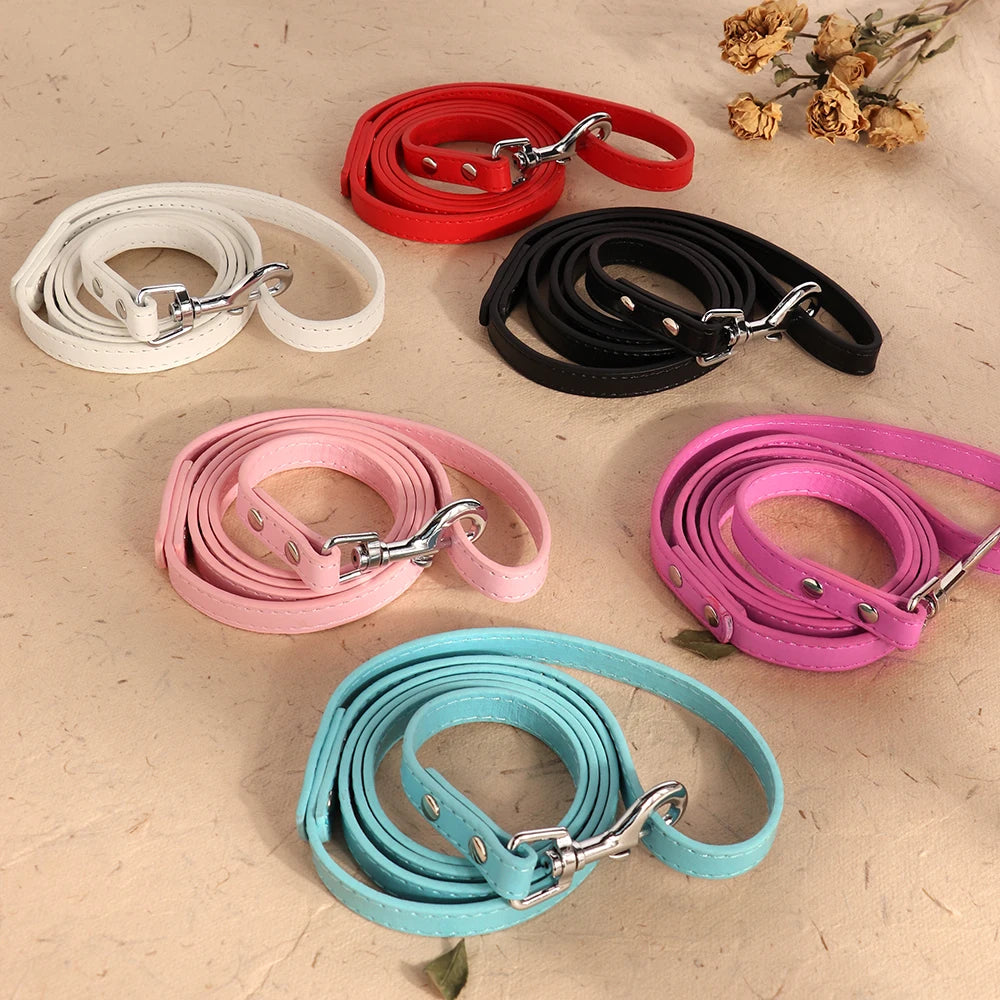 120cm PU Leather Dog Leash Soft 4ft Leather Dog Leash Pet Walking Training Leads Durable for Small Medium Dogs Pitbull Chihuahua