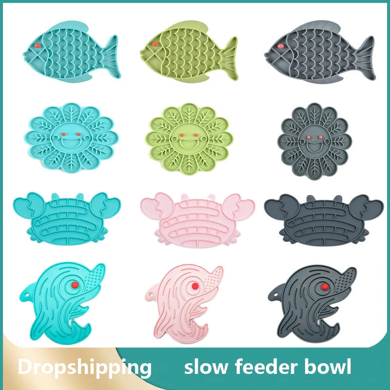 Slow Feeder for Dogs Cat Puppies Small Travel Fun Personalized Silicone Lick Mat Bowl Anti-roll Pet Food Container Articles 2022