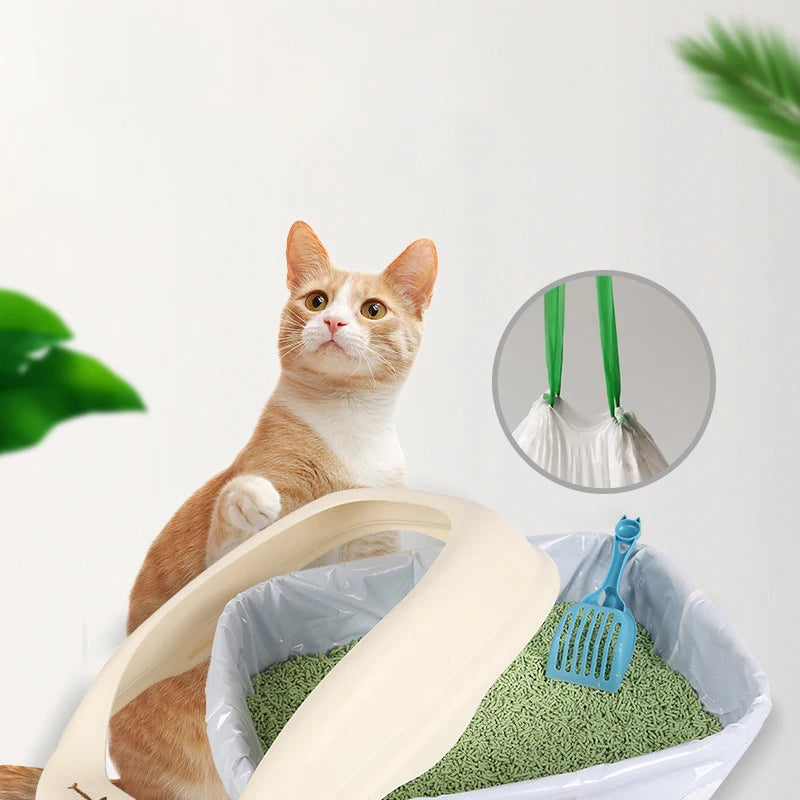 1roll Cat Litter Bag One-time Thickened Drawstring Cat Poop Bag Dispenser Toilette Litter Tray Cleaning Bag Pets Acessorios