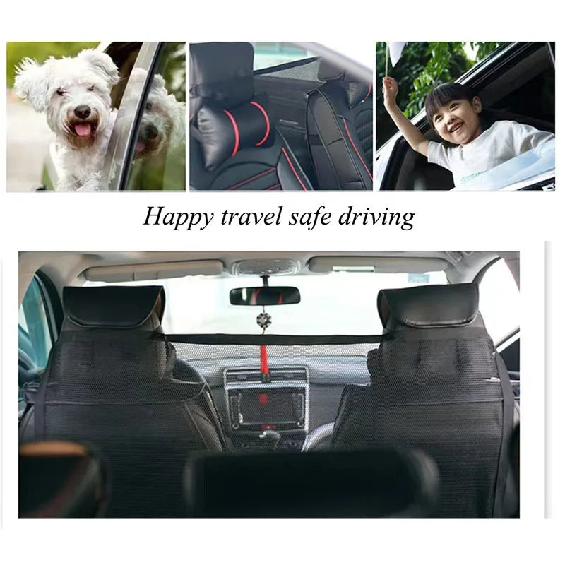 Car Dog Net Barrier 115CM*62CM Adjustable Portable Mesh Obstacle Car Back Seat Pet Fence Car Pet Isolation Protective Network