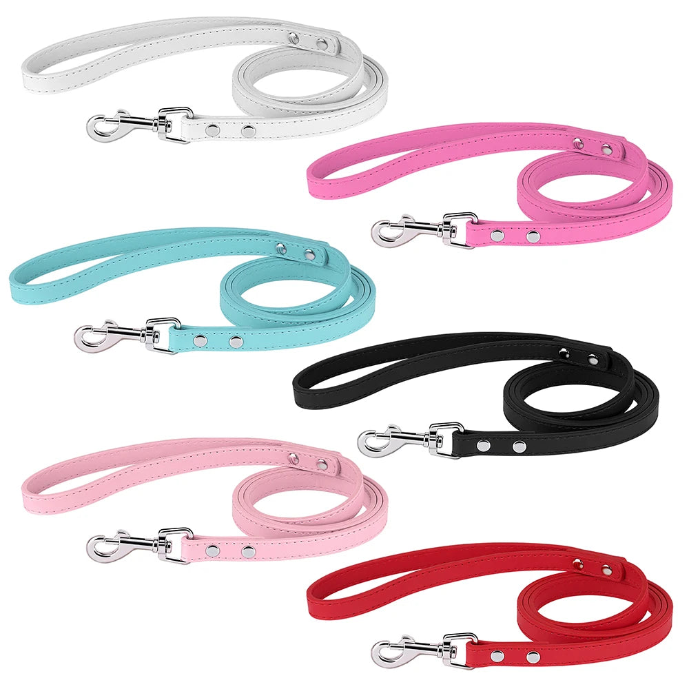 120cm PU Leather Dog Leash Soft 4ft Leather Dog Leash Pet Walking Training Leads Durable for Small Medium Dogs Pitbull Chihuahua