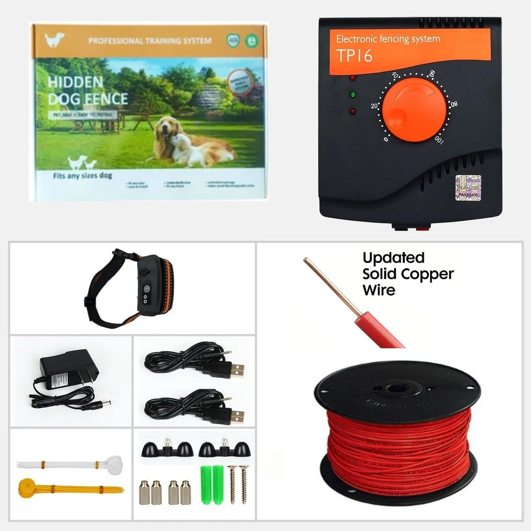 UPGRADE TP16 Pet Fence System Dog Electric Fencing  Rechargeable Waterproof 6 Level Adjustable Training Collar Anti Run Away