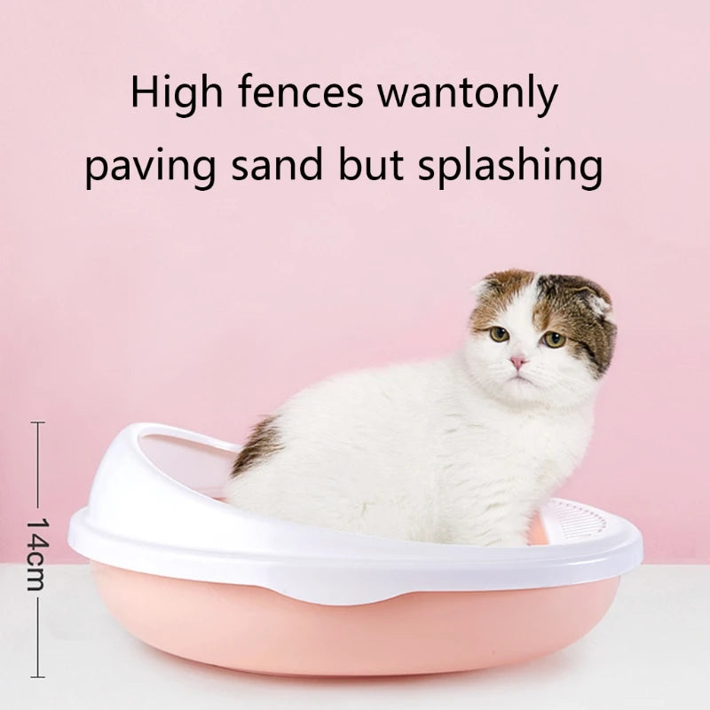 for Cat Litter Box with Scoop and Shield for Cat Kitty Toilet Durable PP Detachable Design Semi-Enclosed Open Top Pet Li