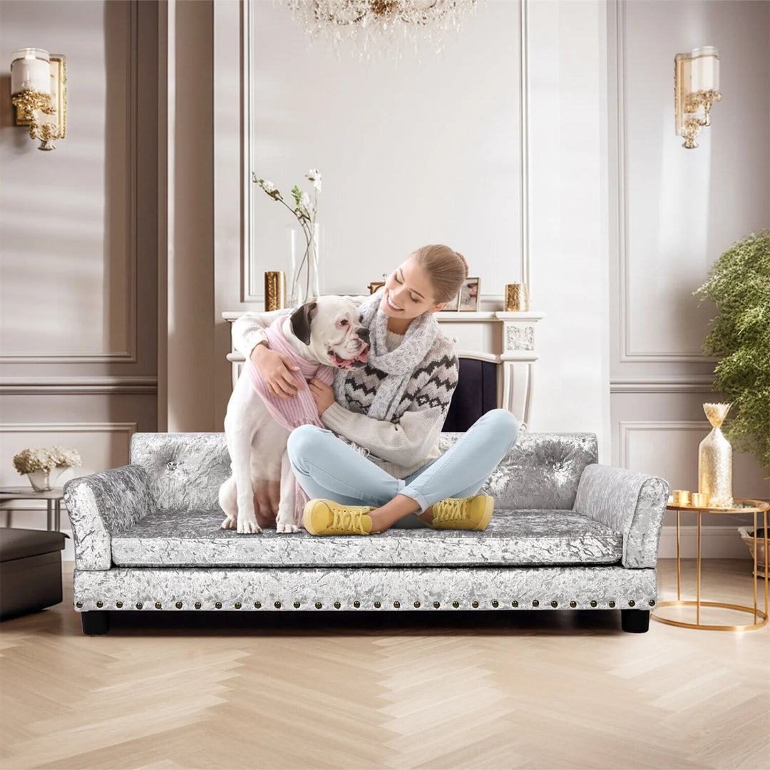 US Extra Large Dog Sofa, Super Soft, Beaded, Indoor, Adjtable Pet Mattress